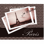 Porte-clé Photo Sculpture Cartes postales de Paris<br><div class="desc">Collage Art déco de la Tour Eiffel - version très romantique ! Ne veux-tu pas y aller ?</div>