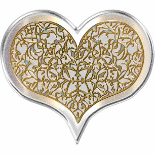 Porte-clé Photo Sculpture Coeur Champagne & dentelle