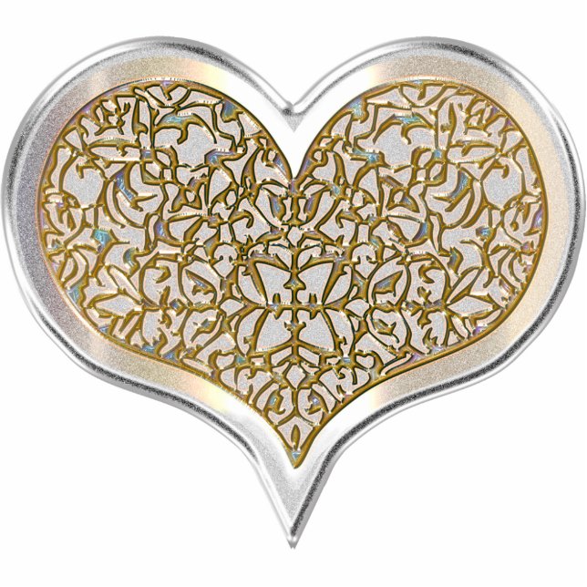 Porte-clé Photo Sculpture Coeur Champagne & dentelle (Devant)