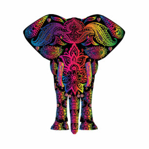 Porte-clé Photo Sculpture Dessin d'éléphant coloré