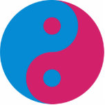 Porte-clé Photo Sculpture Harmonie colorée de Yin Yang bleue et rose<br><div class="desc"></div>