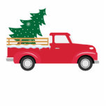 Porte-clé Photo Sculpture Petit Camion Rouge qui transporte un arbre de Noël<br><div class="desc">Ho...  Un petit camion rouge transporte un sapin de Noël dans votre coeur</div>