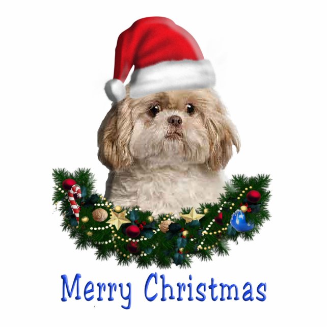 Porte-clé Photo Sculpture Shih-Tsu Dog  Christmas items (Devant)