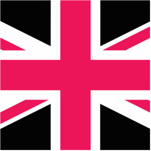 Porte-clé Photo Sculpture Union Jack ~ Noir et blanc rose chaud