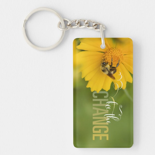 Porte-clé rectangulaire en acrylique « Bee the Cha (Devant)