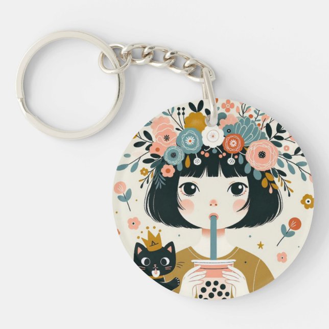 Porte-clef “La petite fille au bubble tea“ (Devant)