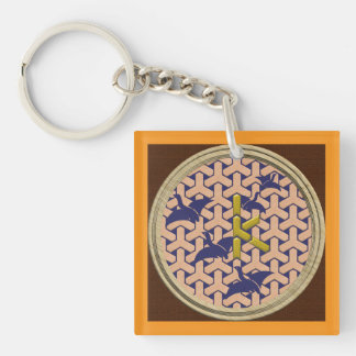 PORTE-CLEFS 和柄イニシャル [K]　組亀甲と雁金