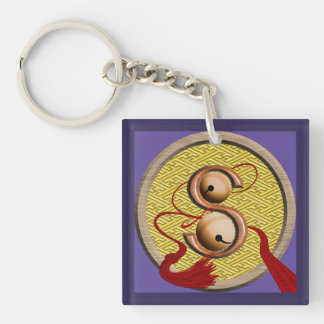 PORTE-CLEFS 和柄イニシャル [S]　鈴と紗綾形