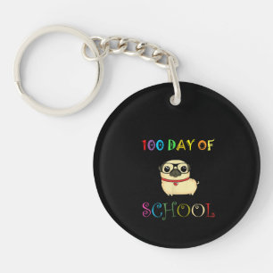 Porte-clefs 100ème Jour De L'École Carlin Chien Enseignants En