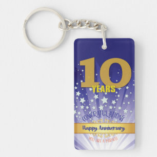 Porte-clefs 10 ans de récupération personnalisés Anniversaire