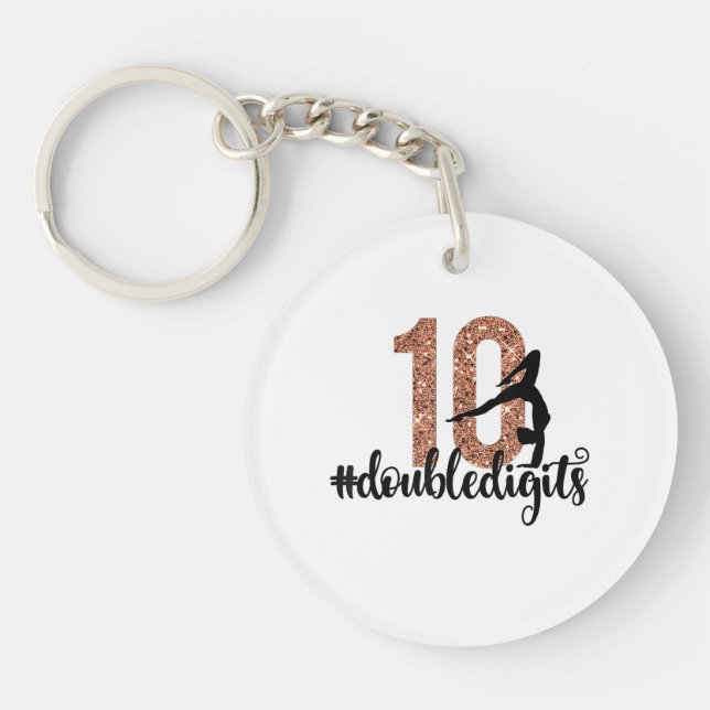 Porte-clefs 10e anniversaire Cadeau double chiffres filles Gym (Devant)