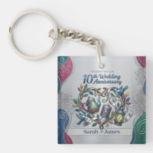 Porte-clefs 10e anniversaire de mariage en étain et aluminium 
