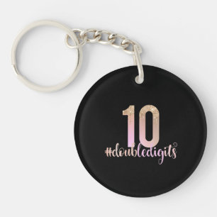 Porte-clefs 10e anniversaire Double chiffres filles Peach Ombr