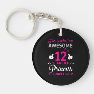 Porte-clefs 12 ans Anniversaire cadeau pour princesse fille