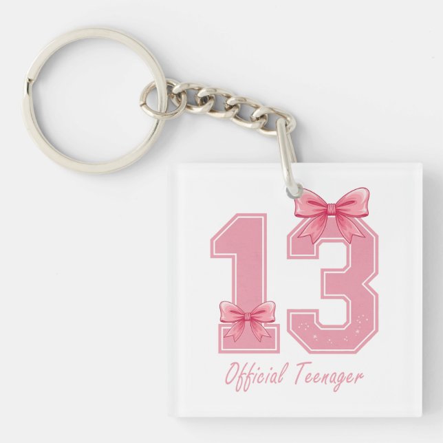Porte-clefs 13 ans Coquette rose Bow Officielle Adolescent 13 (Devant)