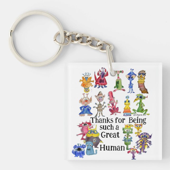 Porte-clefs 18 dessins animés drôles d'aliens expriment leur g (Devant)