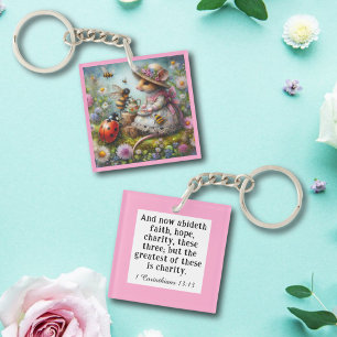 Porte-clefs 1 Corinthiens 13:13 Écriture Fantaisiste Souris Mi