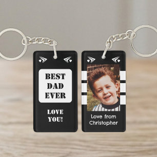 Porte-clefs 1 photo meilleur papa que j'aime en noir et blanc