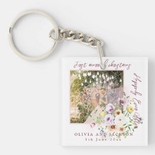 Porte-clefs 1 Photo Newlyweds 1st Married Christmas Pink Text