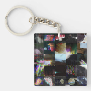 Porte-clefs 1FB1F9F4 Cyberpunk Glitch Art Mosaïque Abstraite
