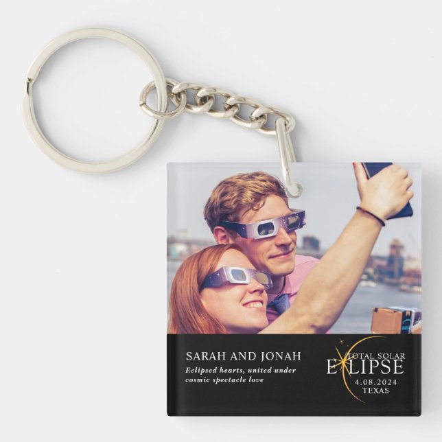 Porte-clefs 2024 Total Éclipse Solaire Photo Couples Cadeaux K (Devant)