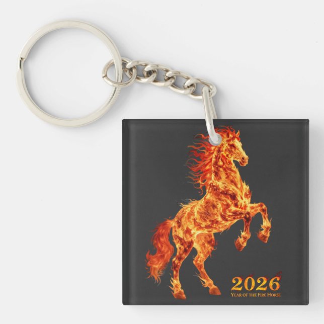 Porte-clefs 2026 Année du Cheval de Feu (Devant)