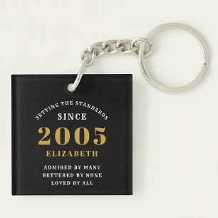 Porte-clefs 21e Anniversaire 2005 Personnalisé Noir Or