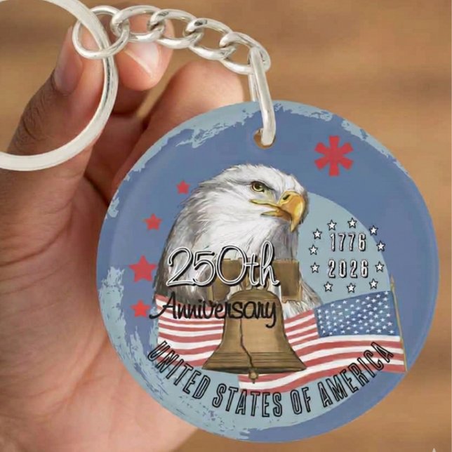 Porte-clefs 250 Ans d'Amérique Aigle & Liberté Nous Le Peuple (250 Years of America Eagle & Liberty We The People Keychain)