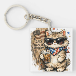 Porte-clefs 250e anniversaire USA Café glacé pour chat patriot
