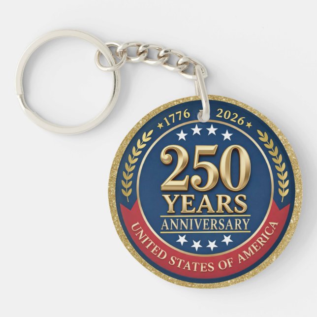 Porte-clefs 250th Anniversary USA Patriotic | 1776–2026 (Devant)