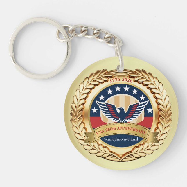 Porte-clefs 250th Anniversary USA Patriotic | 1776–2026 Button (Devant)