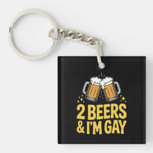 Porte-clefs 2 bières et je suis Gay Funny LGBTQ Pride Ally Arc