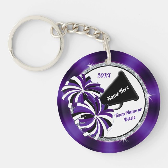 Porte-clefs 2 Côté, Violet, Blanc, Noir, Porte - clés joyeux (Devant)