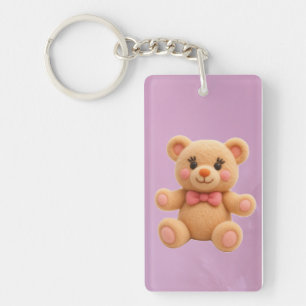 Porte-clefs 2-en-1 Kawaii Teddy et Rose Double-face