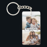 Porte-clefs 2 Photo Collage Nom de famille - Photos horizontal<br><div class="desc">Utilisez jusqu'à deux photos horizontales ou selfies pour créer un cadeau unique et personnel. Si vous avez besoin d'ajuster les images,  cliquez sur l'outil personnaliser pour apporter des modifications.</div>