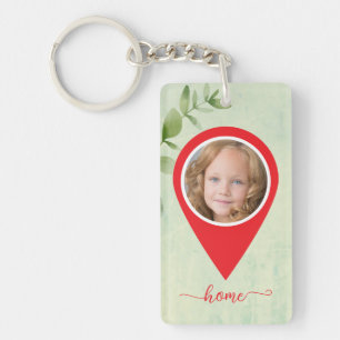 Porte-clefs 2 photos personnalisées et nom élégant panneau d'e