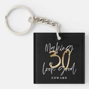 Porte-clefs 30e anniversaire personnalisé cadeau de faveur or 