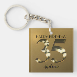 Porte-clefs 35e anniversaire d'or métallique