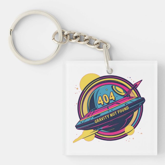 Porte-clefs 404 Gravité introuvable - Art Spop Rétro (Devant)