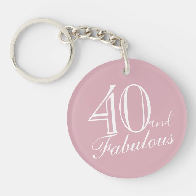 Porte-clefs 40 et fabuleux Pink élégant Script 40e anniversair (Devant)