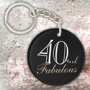 Porte-clefs 40 et fabuleux script élégant noir 40e anniversair