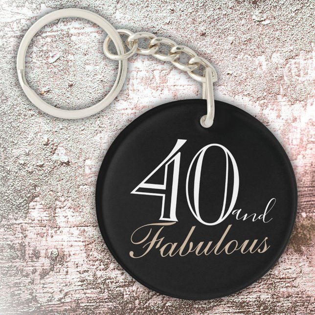 Porte-clefs 40 et fabuleux script élégant noir 40e anniversair (Créateur téléchargé)