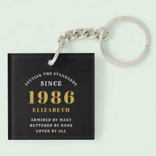Porte-clefs 40e anniversaire 1986 Or noir Personnalisé