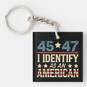 Porte-clefs 45 47 Je m'identifie comme un drapeau américain Tr