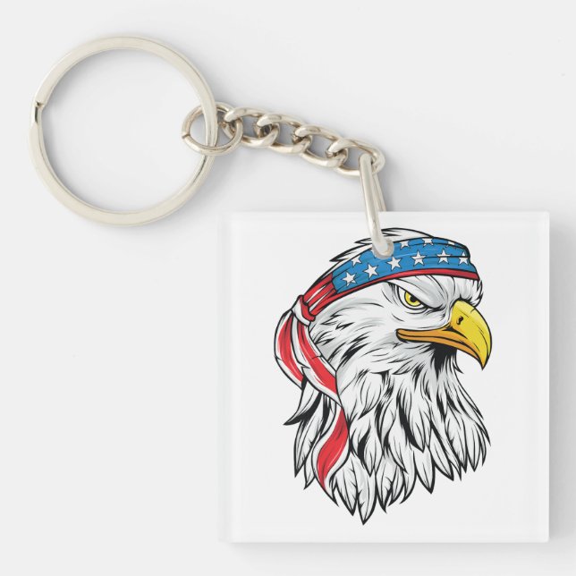 Porte-clefs 4 juillet aigle américain (Devant)