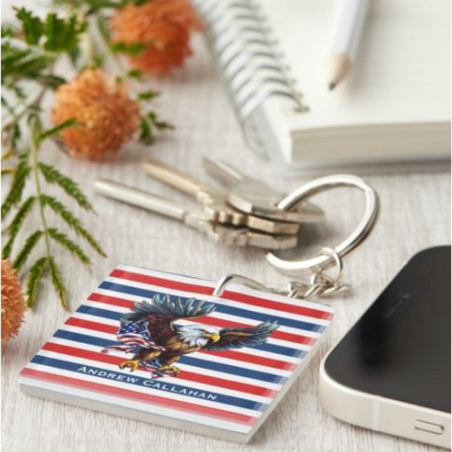 Porte-clefs 4 juillet Bald Eagle couleurs patriotique États-Un (Créateur téléchargé)