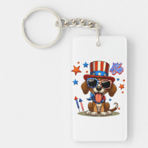 Porte-clefs 4 juillet chien/chiot mignon, patriotique
