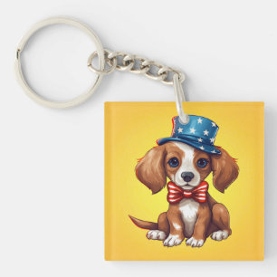 Porte-clefs 4 juillet mignon Chien-71009