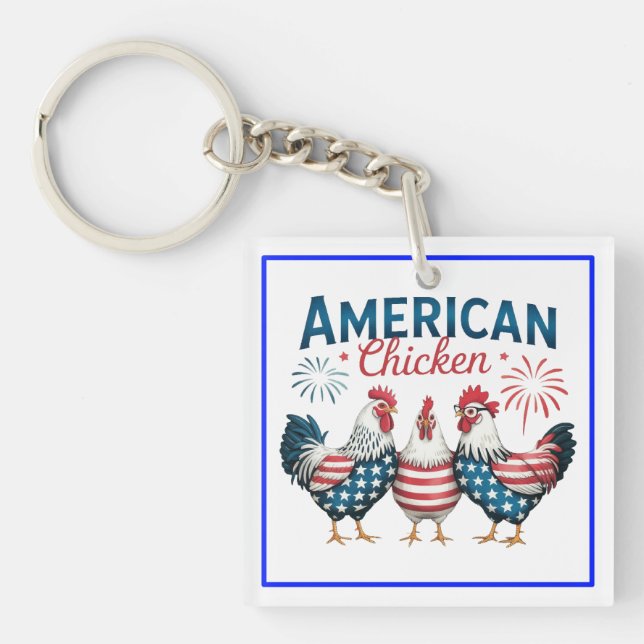 Porte-clefs 4 juillet Patriotique American Chicken-62987 (Devant)