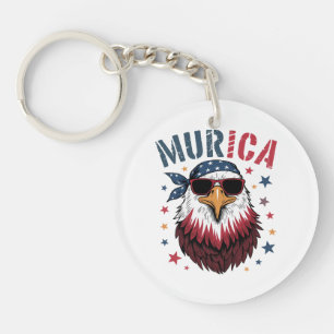 Porte-clefs 4 juillet Patriotique Drôle Aigle États-Unis